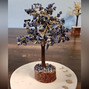 Small Lapis Lazuli Tree with Wooden Base